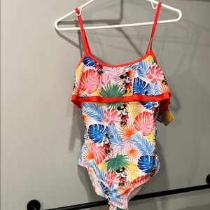 Disney Girls Red Tropical Mickey One-Piece Swimsuit